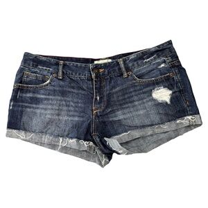 Y2K Early 2000’s Aeropostale Dark Blue Distressed Low Rise Mini Jean Shorts